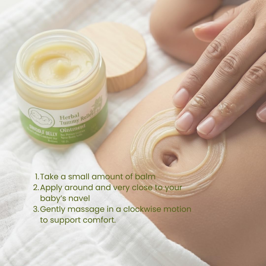 Baby Gas Relief Balm by SnuggleBelly - Herbal Tummy Rub for Colic Relief