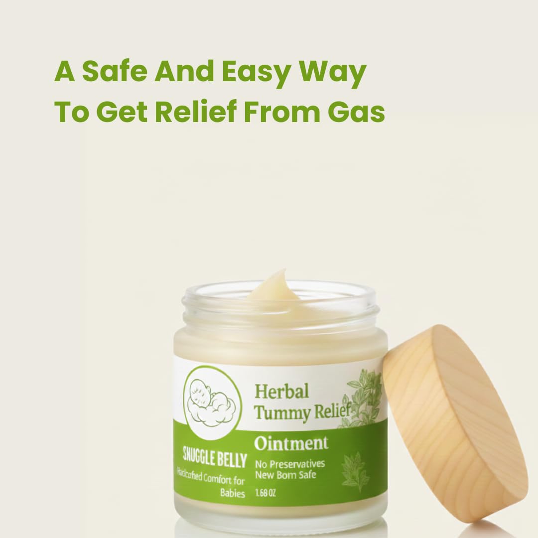 Baby Gas Relief Balm by SnuggleBelly - Herbal Tummy Rub for Colic Relief