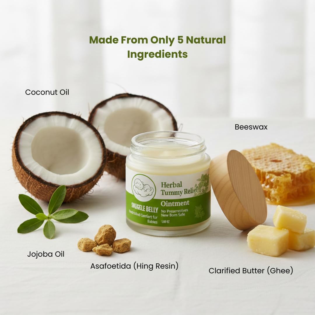 Baby Gas Relief Balm by SnuggleBelly - Herbal Tummy Rub for Colic Relief